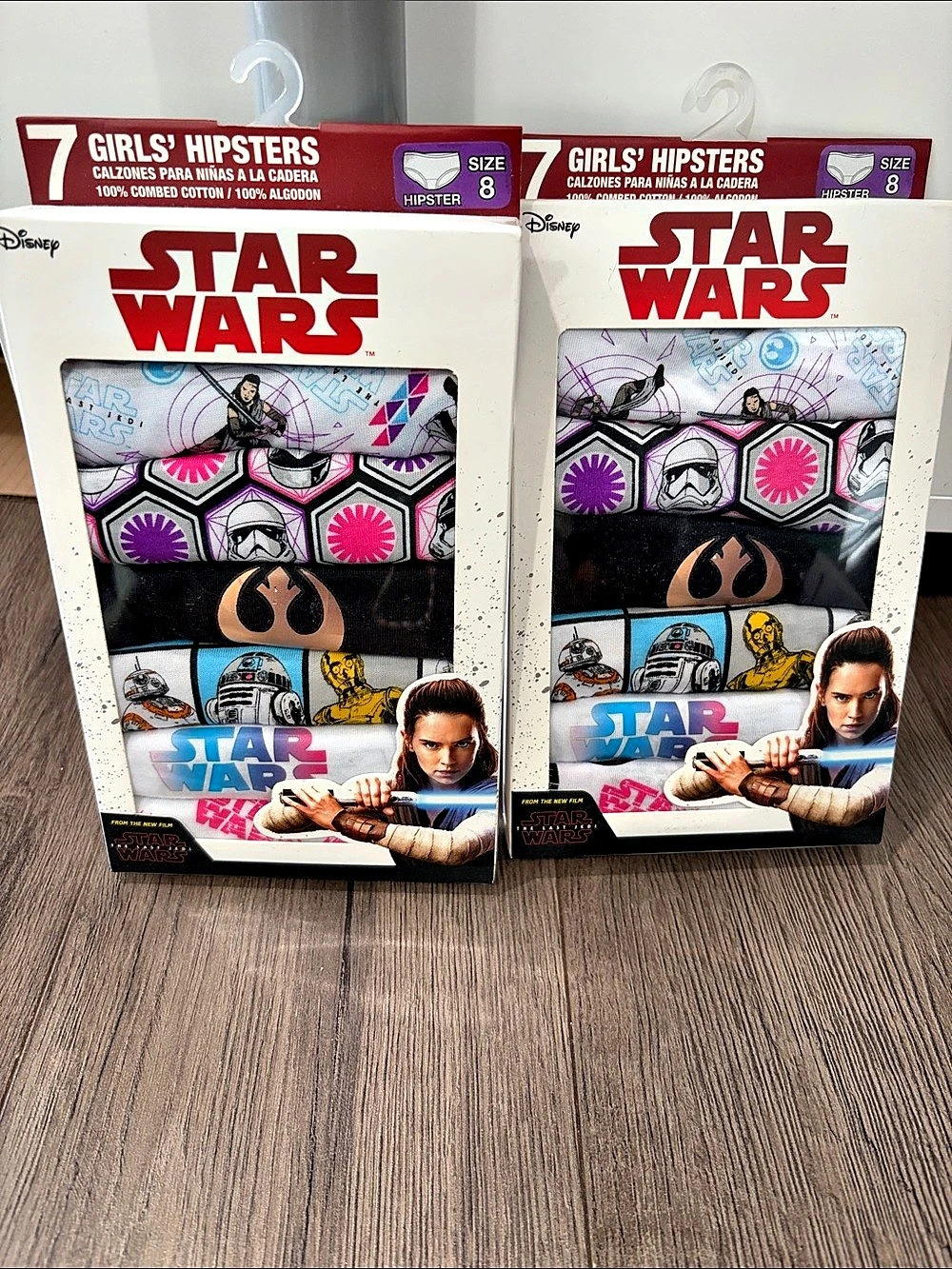 NWT 2 pack of Disney Star Wars Girls' Hipsters Underwear 7-Pack Size 8